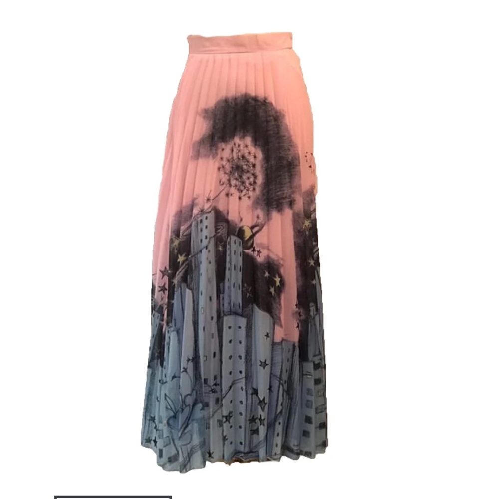 Moschino Pink Pleated Midi Skirt Cocktail